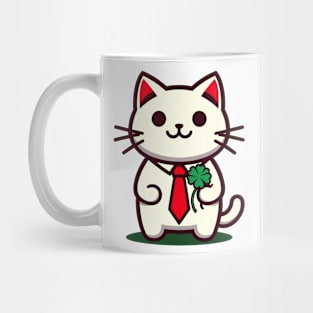 Cat Holding Shamrock for St Patricks Day Mug